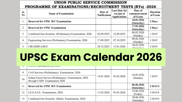 2026 में होने वाली महत्वपूर्ण UPSC परीक्षाओं का पूरा कार्यक्रम जानें!