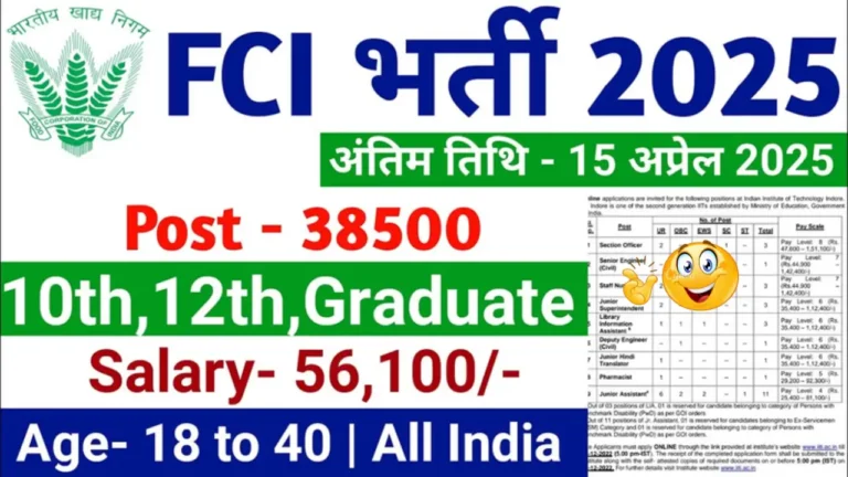 FCI भर्ती 2025: 33,566 पदों पर आवेदन करें, सुनहरा अवसर आपके हाथ में!